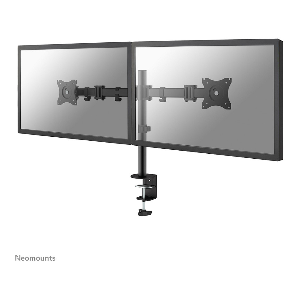 Mbajtëse për Monitor Neomounts / 2 Monitorë / 10"-27" / 8kg për Monitor / VESA 75x75-100x100 / Full Motion / Tavolinë - Zezë