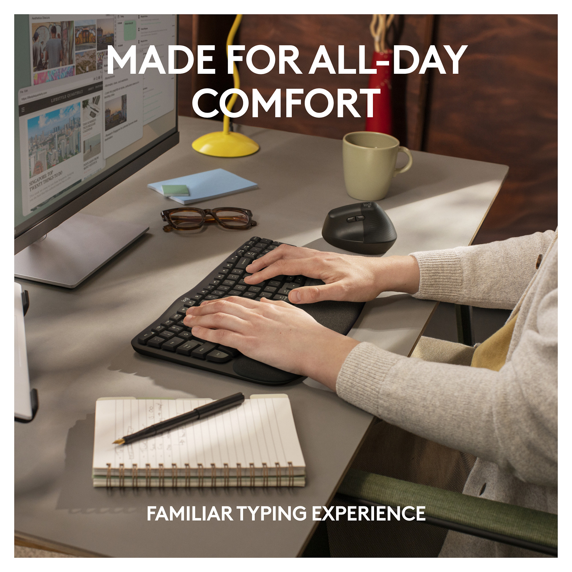Tastierë Pa kabllo Logitech ERGO Wave Keys / Full-Size / Ergonomike / Membrane / Bluetooth + 2.4 GHz / QWERTY US - Zezë - 7