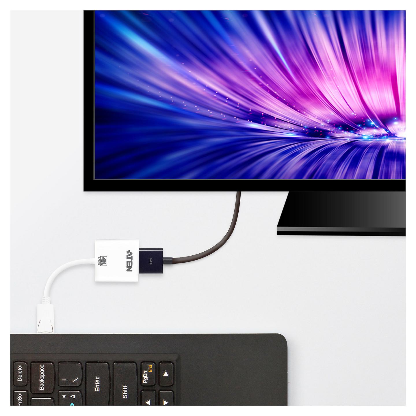 Adapter ATEN VC986-AT, DisplayPort në HDMI, 4K 30Hz, aktiv - Bardhë - 2