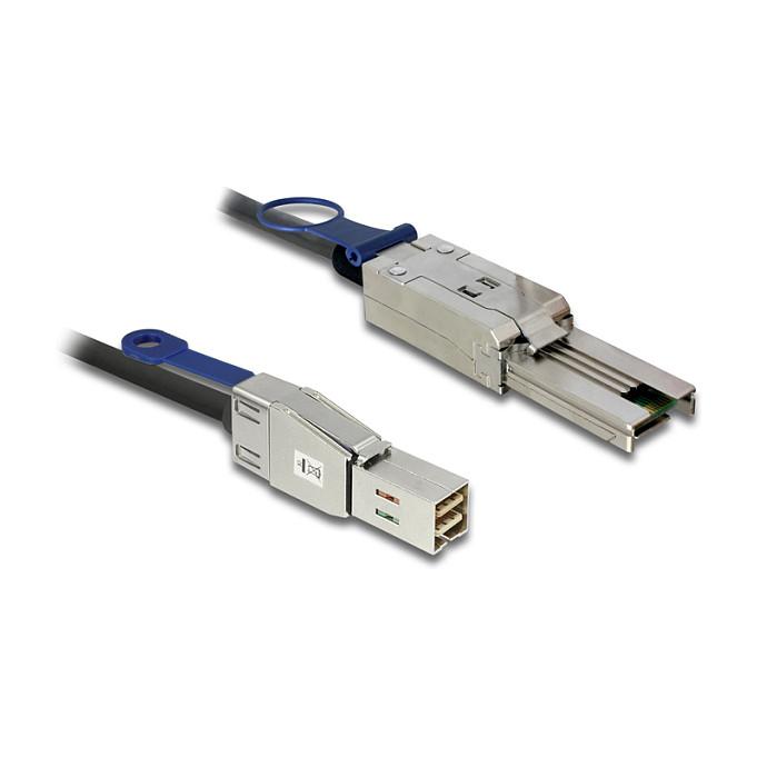 Kabllo SAS DeLOCK 83572, Mini SAS HD SFF-8644 në Mini SAS SFF-8088, 2m, 6 Gbit/s – Zezë