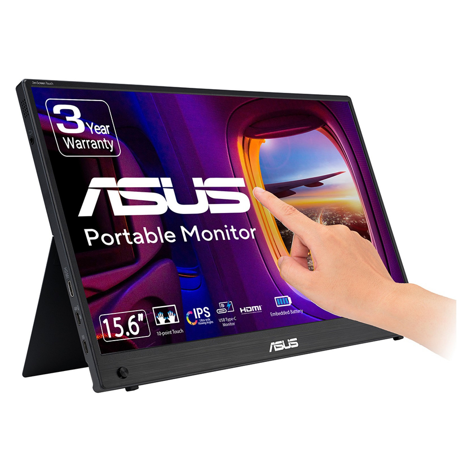 Monitor Portativ ASUS ZenScreen MB16AMTR / 15.6" / Full HD IPS LCD / 60Hz / 5ms / USB-C - Gri