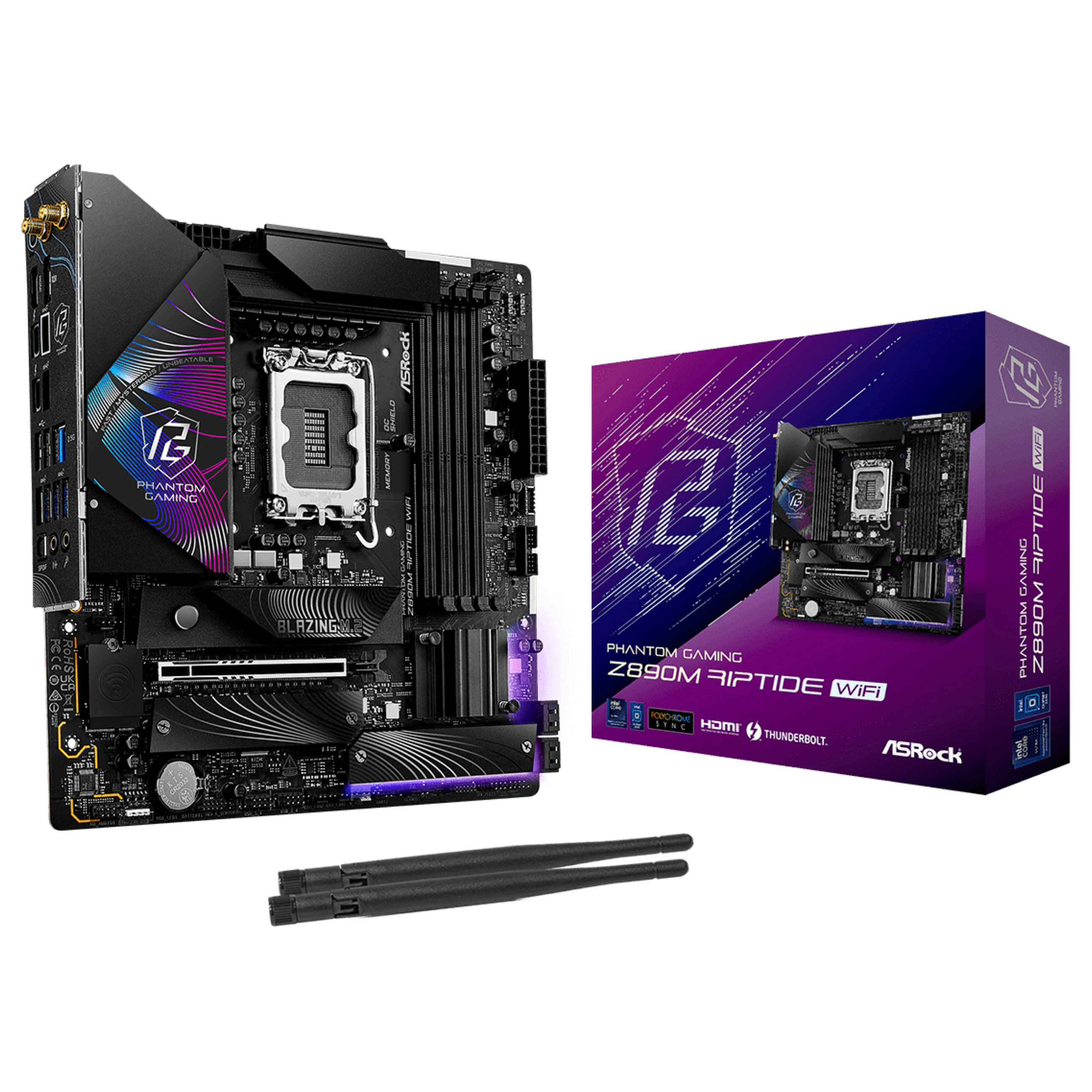 Pllakë Amë MB Intel ASRock Z890M Phantom Gaming Riptide Wifi / LGA 1851 / DDR5 / HDMI+DP - 1