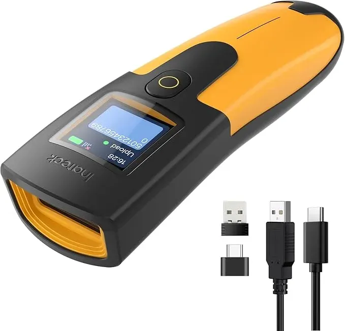 Skaner Barkodesh Inateck BCST-48 N6015 / 1D/2D / Imager / 2.4GHz Wireless / USB / LCD - Zezë/Verdhë