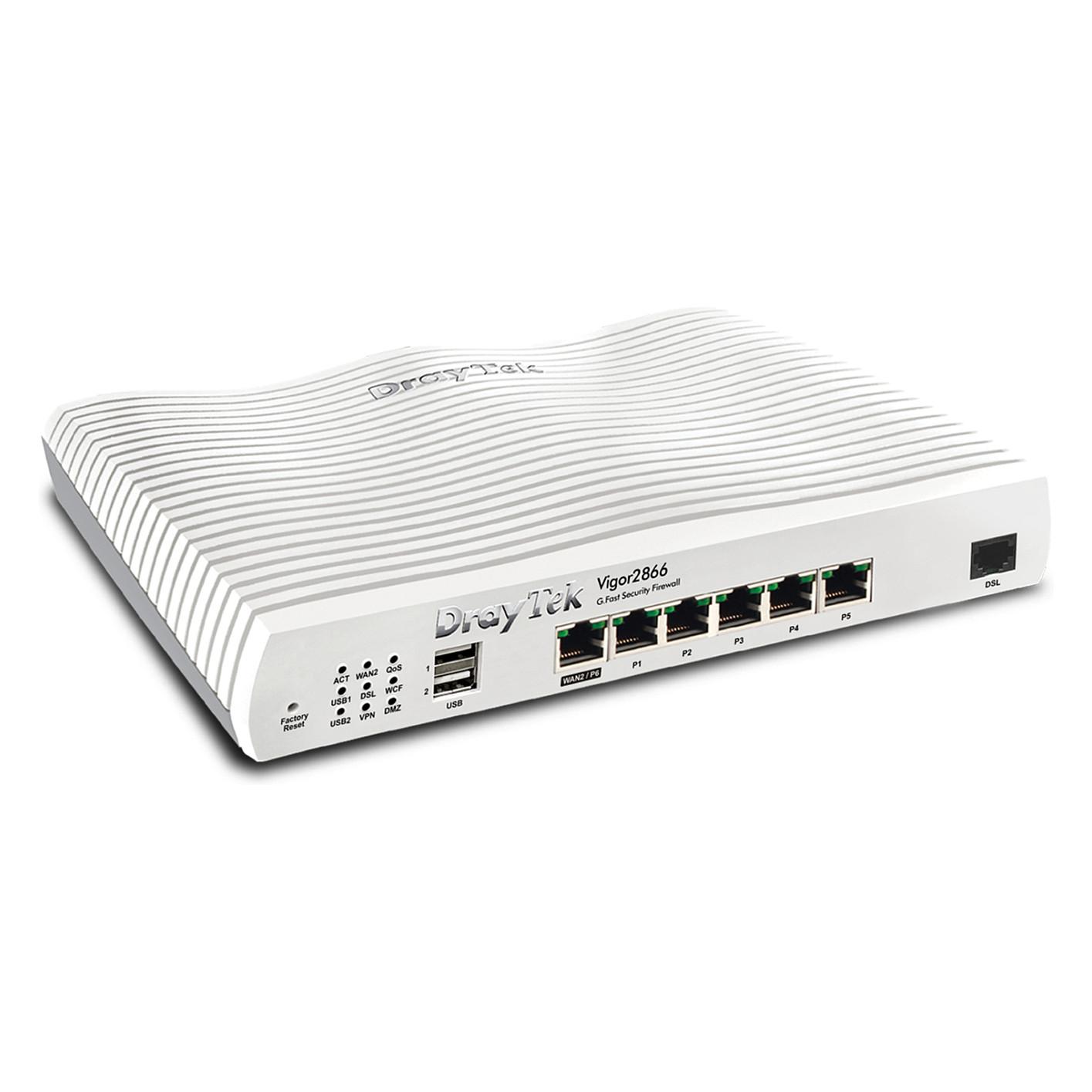 DrayTek, Vigor 2866, Ruter, G.fast, VDSL2 35b, ADSL2+, Gigabit Ethernet, Bardhë