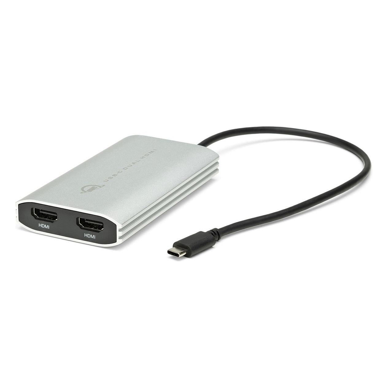 Adapter Video OWC CADPDL2HDMI / USB-C në 2× HDMI / DisplayLink / 4K 60 Hz / USB-C Power Delivery - Argjend/Zezë
