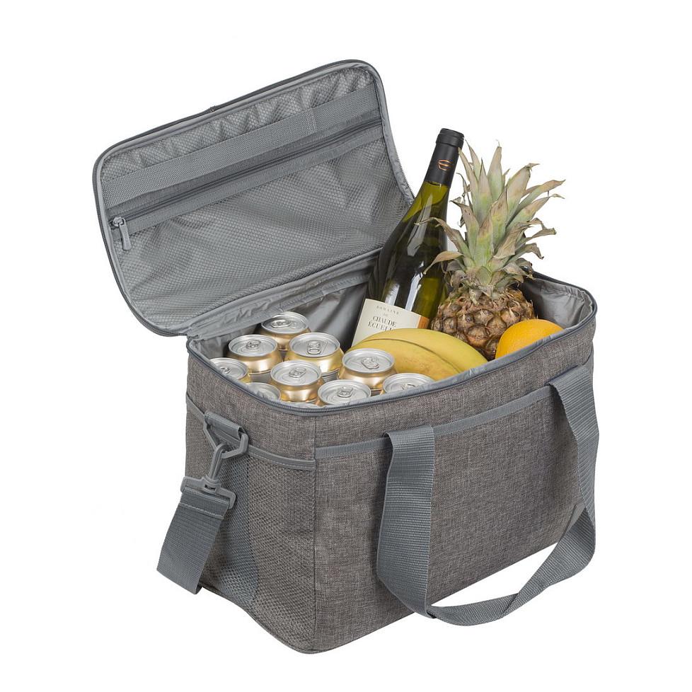 Çantë Termike RIVACASE 5726 / 23 L / Polyester / PEVA / 36 × 330 ml / 24 × 500 ml / Water-Repellent / Leakproof / 3 Outer Pockets / Adjustable Shoulder Strap - Gri e Çelët - 3