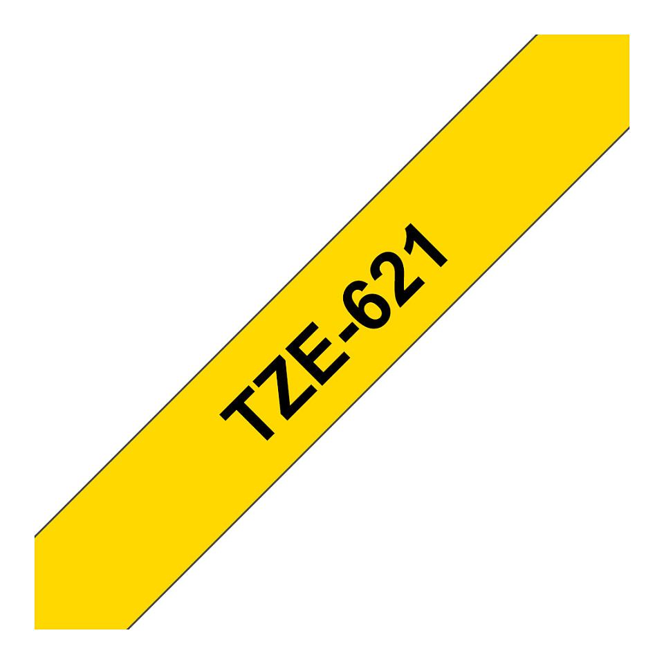 Shirit për Printer Brother TZe-621 / 9 mm × 8 m - Zezë mbi Verdhë - 1