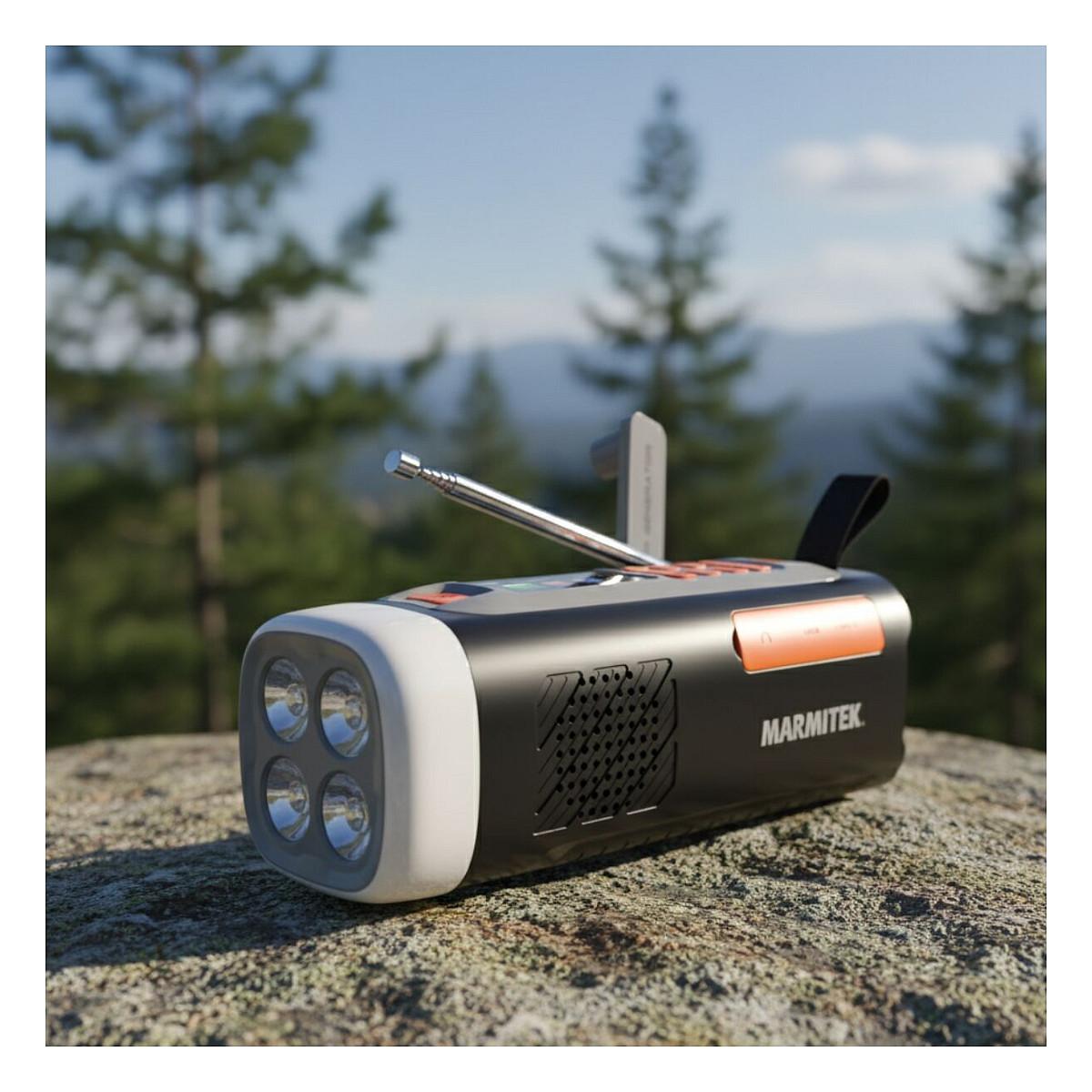 Radio portative Marmitek RESQ 200, DAB, DAB+, FM, 3 W RMS, Ekran LCD, Dalje për kufje 3,5 mm, USB-C, Me kurdisje - Zezë - 5