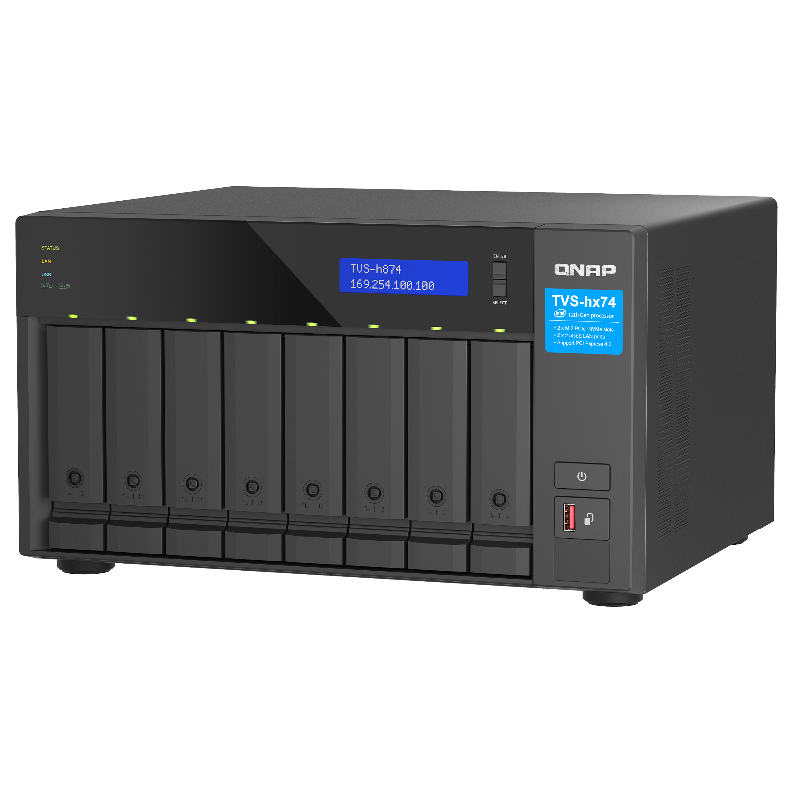 QNAP TVS-h874-i7-32G 8-Bay NAS QuTS hero me Intel Core i7-12700 12-Core, 32GB DDR4 dhe 2.5GbE - 5