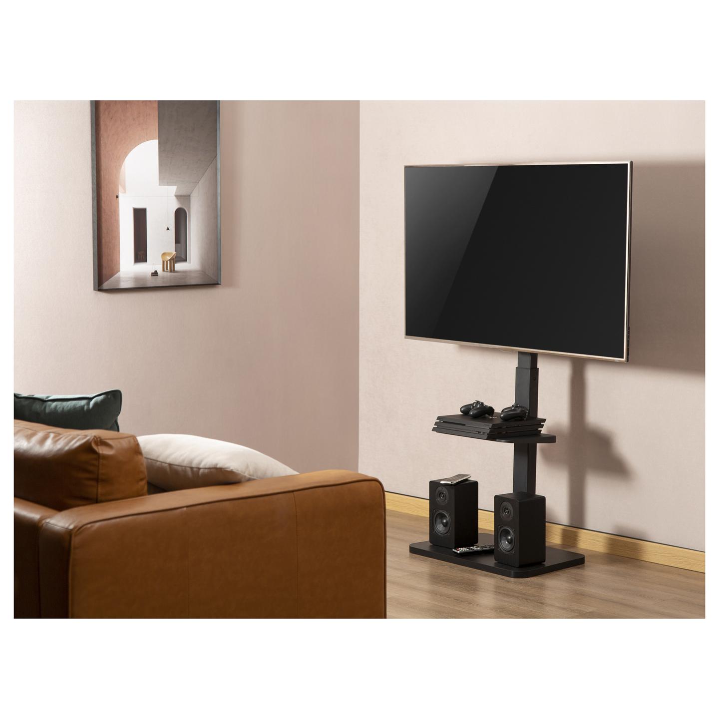 Mbajtëse për TV Equip 650613 , 37–75" , deri 40kg , për dysheme , lartësi e rregullueshme , e rrotullueshme ±35° , VESA 200x200–600x400 - Zezë - 12