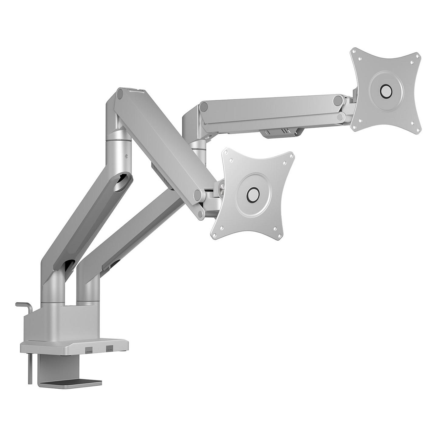 Mbajtëse për Monitor ICY BOX IB-MS524-T , 2 Monitorë , 17–32" , deri 9kg për monitor , sustë gazi , VESA 75x75 & 100x100 - Argjend