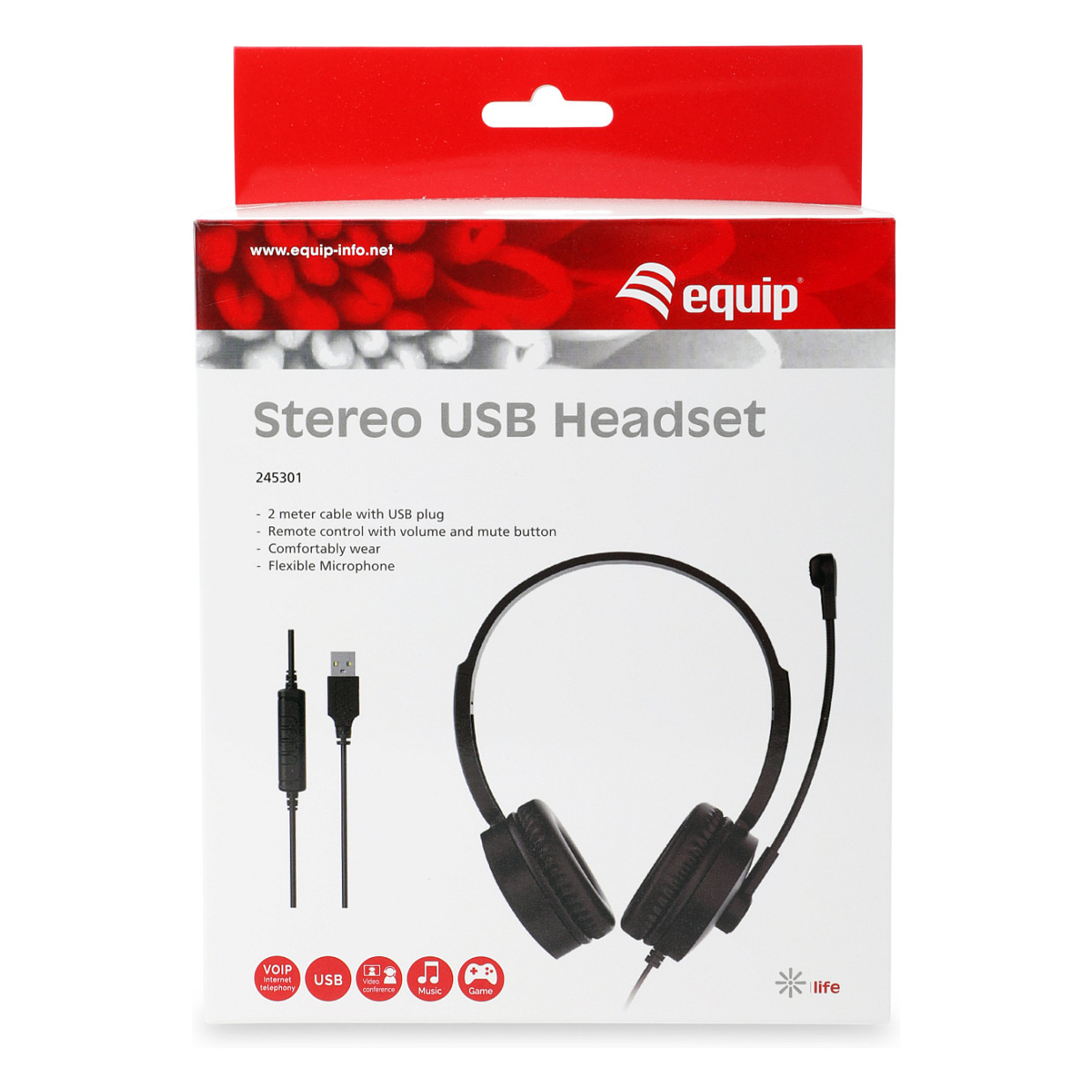 Kufje me kabllo Equip Stereo Wired Headset with Microphone / USB-A 2.00m - Zezë - 10
