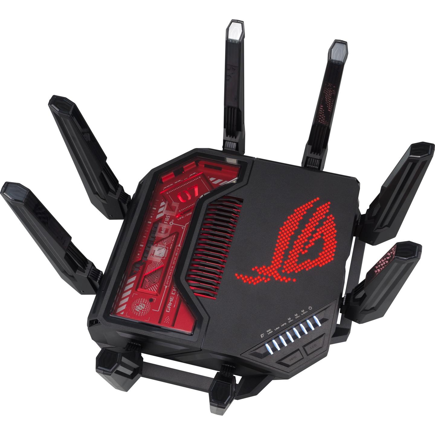 ASUS ROG Rapture, GT-BE19000, Ruter Gaming Wi-Fi 7, BE19000, Tri-Band, 2× 10GbE + 4× 2.5GbE – Zezë/Kuqe - 3
