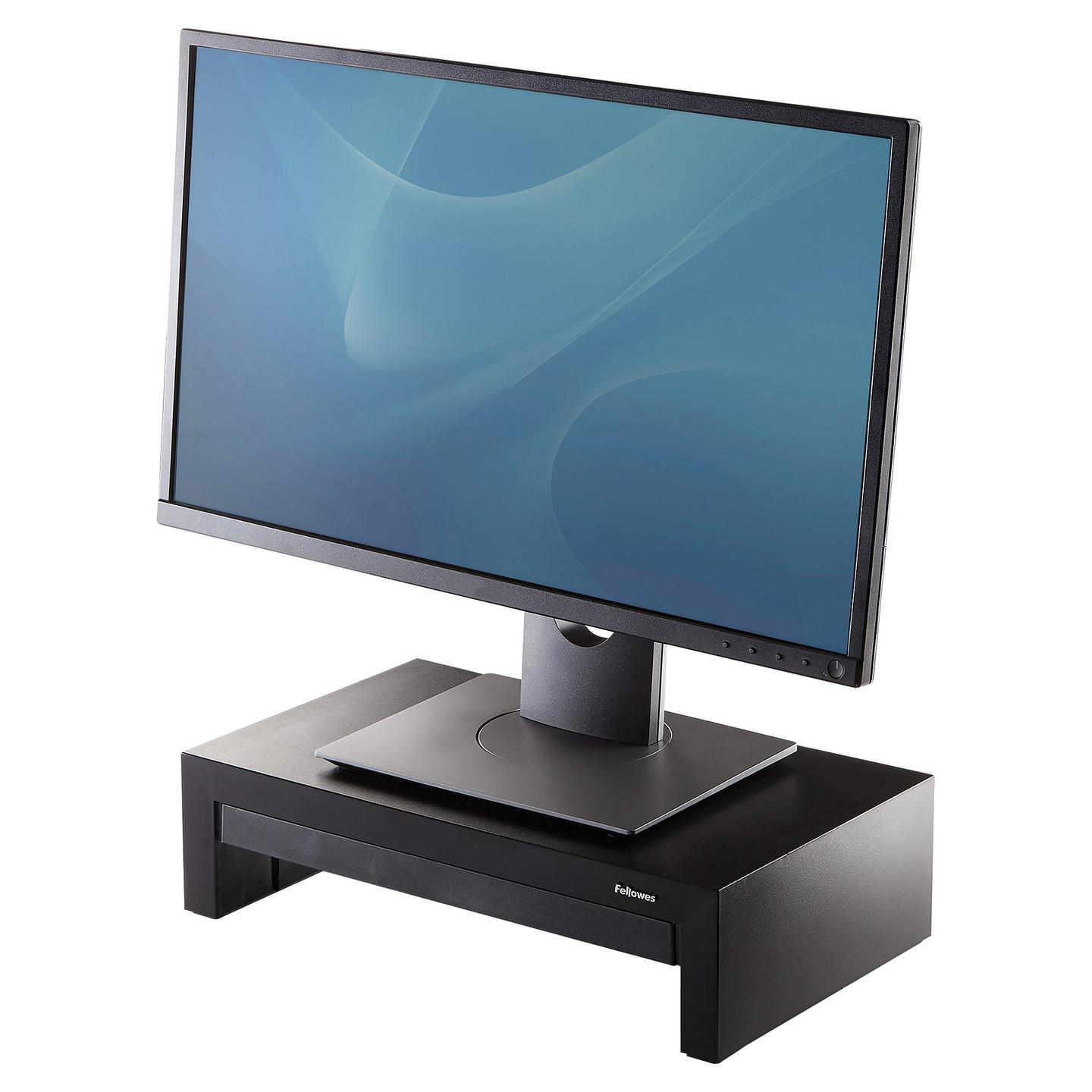 Mbajtëse për Monitor Fellowes Designer Suites / deri 21" / deri 18kg / 3 Nivele Lartësie / Sirtar Ruajtjeje - Zezë