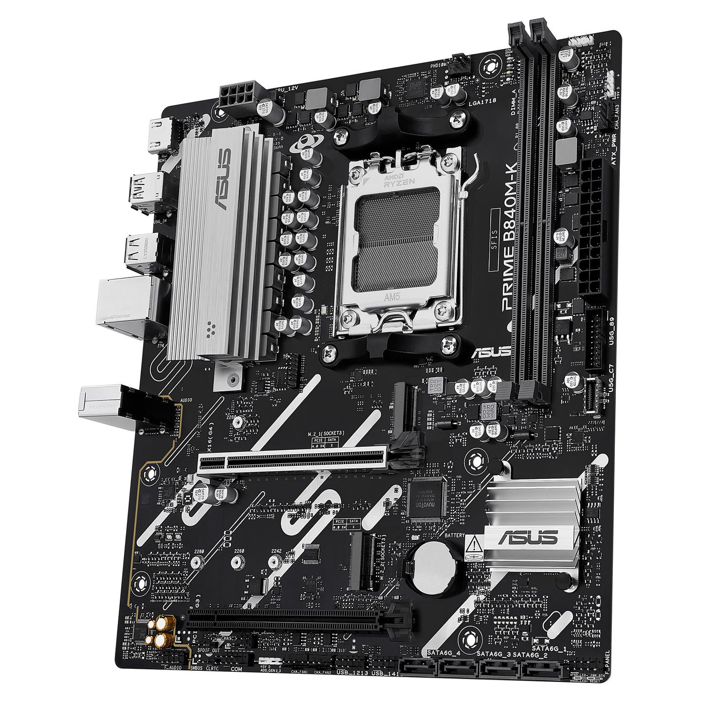 Pllakë Amë MB AMD ASUS PRIME B840M-K, AM5, B840, DDR5, mATX, 2.5GbE LAN, HDMI - 5