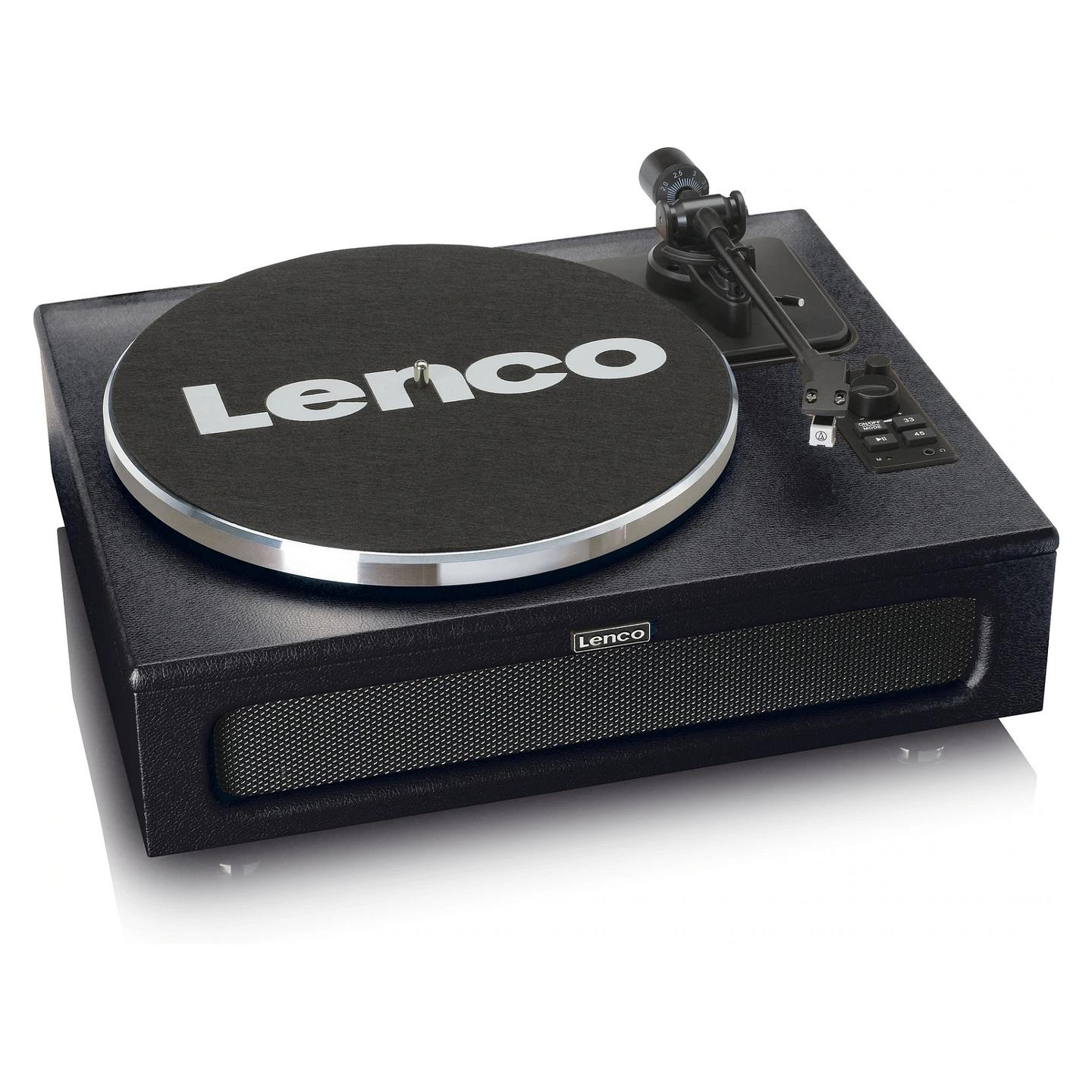 Gramafon Lenco LS-430BK, Me rrip, Bluetooth, 40 W RMS, Kuti prej metali, plastike dhe lëkure sintetike - Zezë - 5