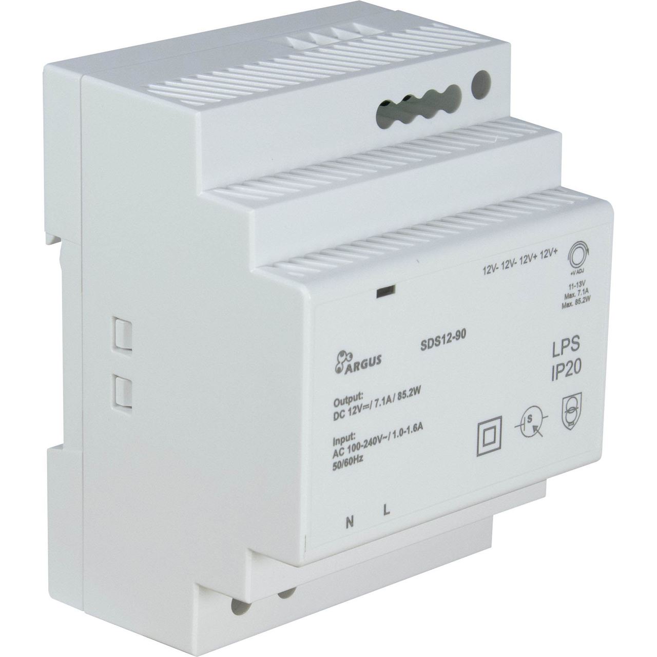 Furnizues Energjie Inter-Tech Argus SDS12-90 / 90W / 12V / DIN Rail – Bardhë