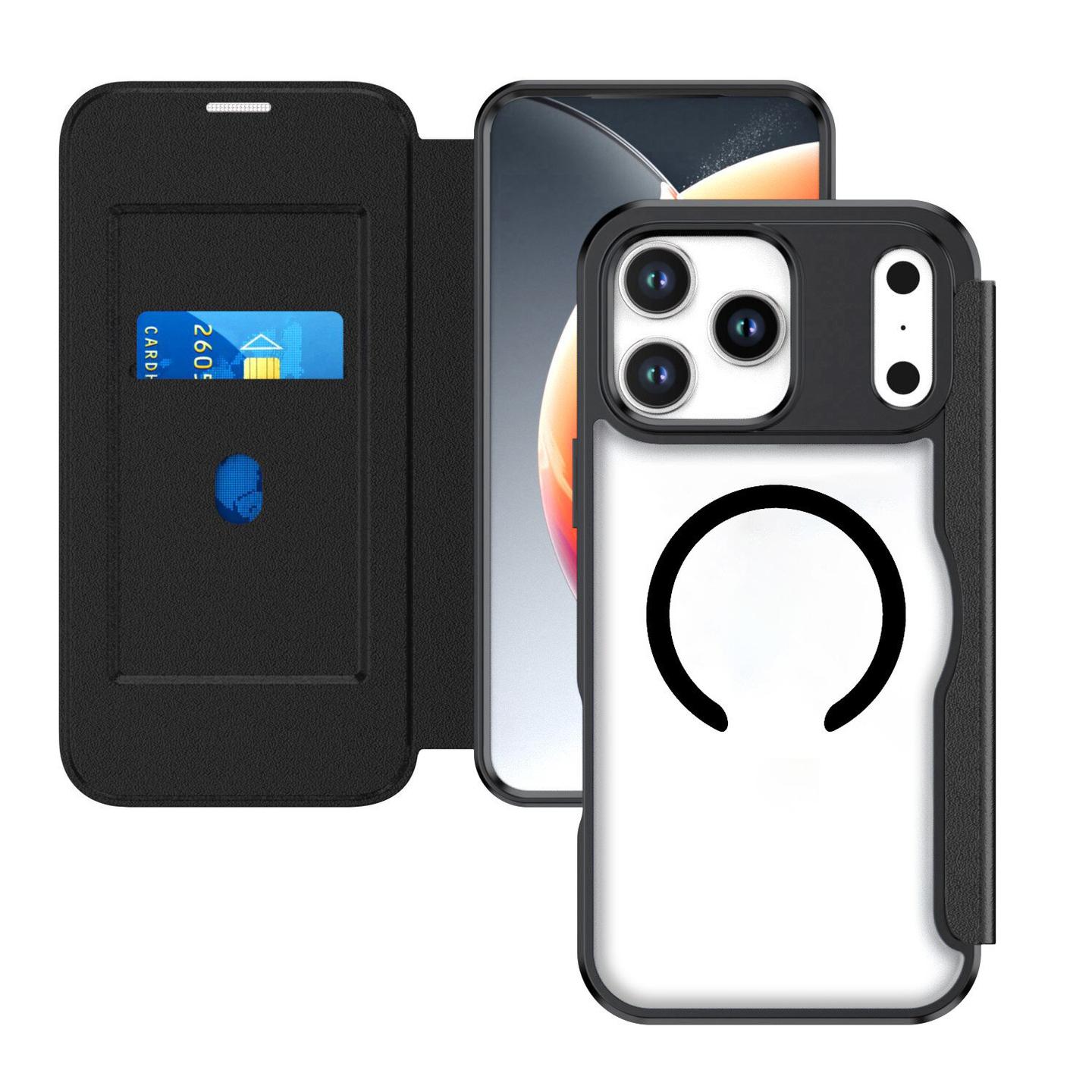 Case për Telefon 4smarts Urban Pro Flip për iPhone 18 Pro / 17 Pro, MagSafe, Qi2 - Zezë - 2