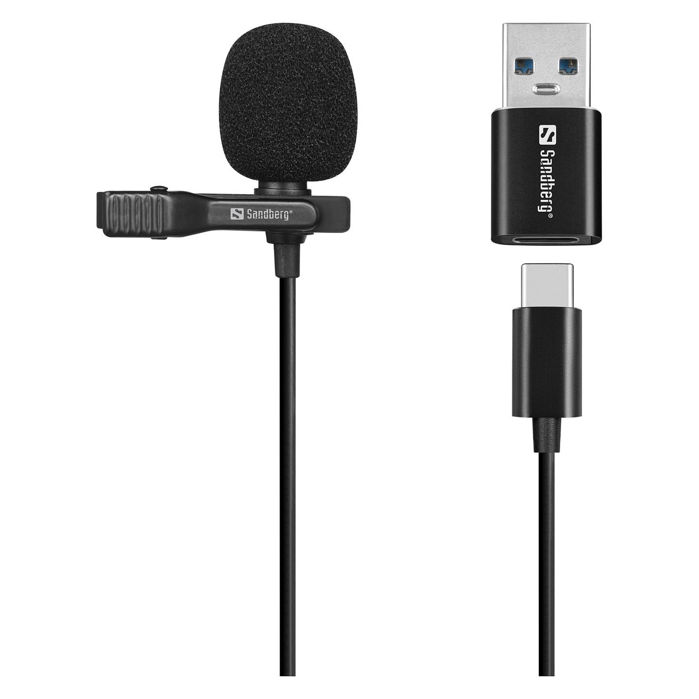 Mikrofon USB Sandberg Streamer Clip / USB / Omnidirectional / 50–18.000 Hz / 3m - Zezë - 1