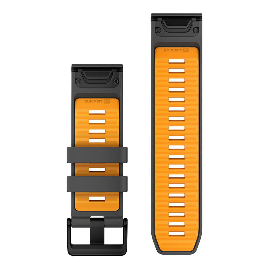 Rrip për Orë Garmin QuickFit 26mm, Silikon - Hiri/Portokalli - 2