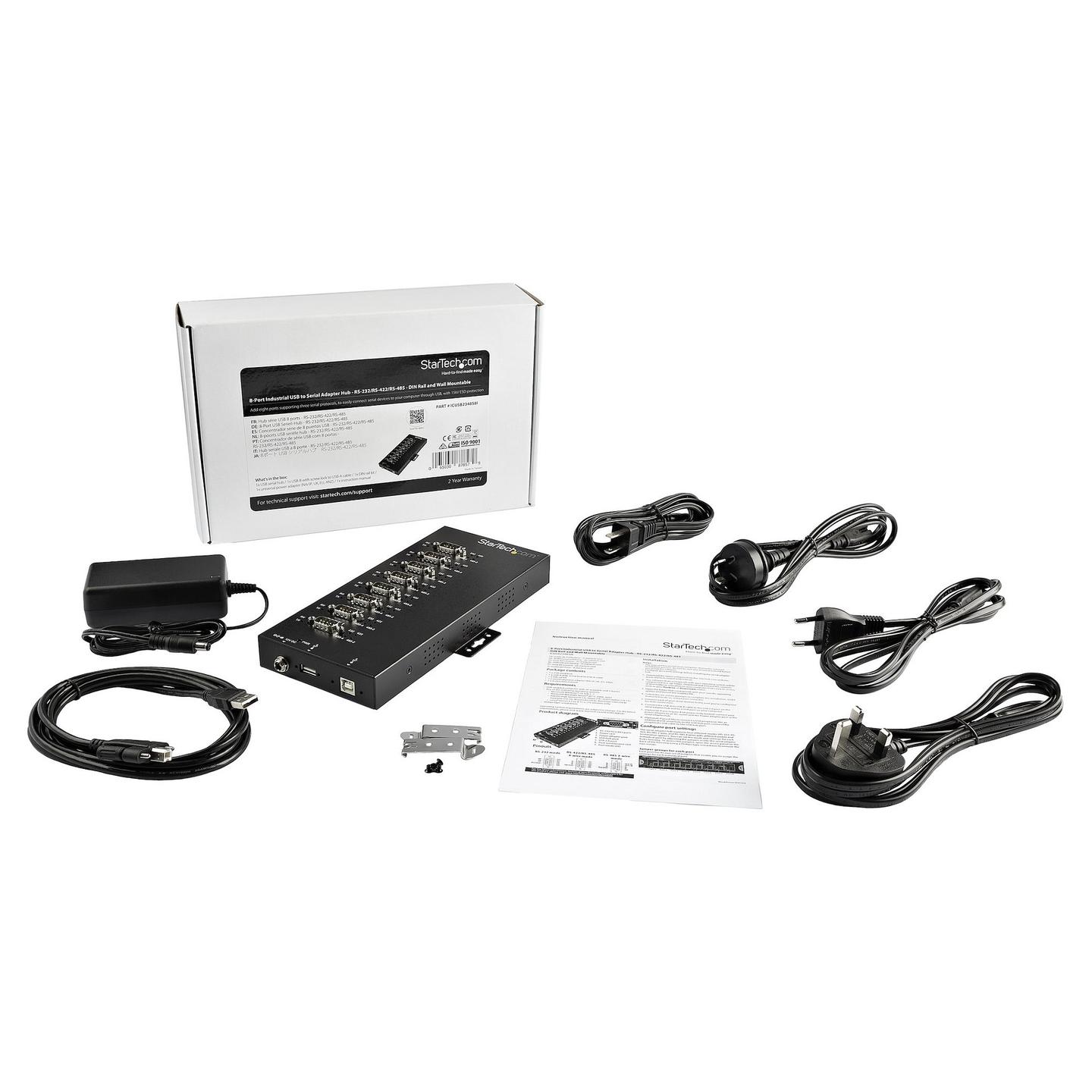 Hub Serial StarTech.com ICUSB234858I, USB 2.0 në 8x DB9, RS-232/RS-422/RS-485, 921.6 Kbps, Montim DIN – Zezë - 5