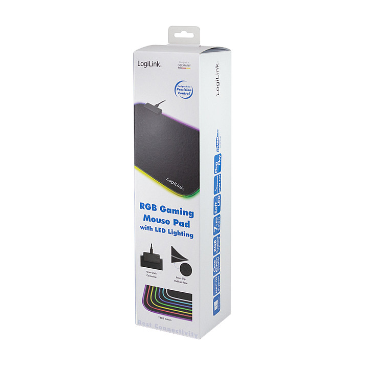 Mauspad Gaming LogiLink ID0183 / 350 x 260 x 3mm / Poliester + Gomë natyrale / RGB LED / Anti-rrëshqitës / Micro-USB - Zezë - 9