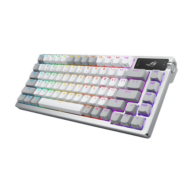 Tastierë Gaming ASUS ROG Azoth / Wired / 75% / ROG NX Snow / USB + RF Wireless + Bluetooth / AZERTY FR / RGB - Bardhë - 2