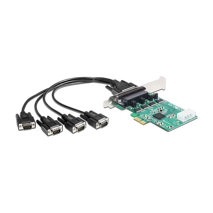 Kartë Zgjerimi PCI Express Delock 89335 / PCIe 2.0 x1 / 4x RS-232 DB9 / 921.6Kbps / Exar 17V354 / Low Profile - 1