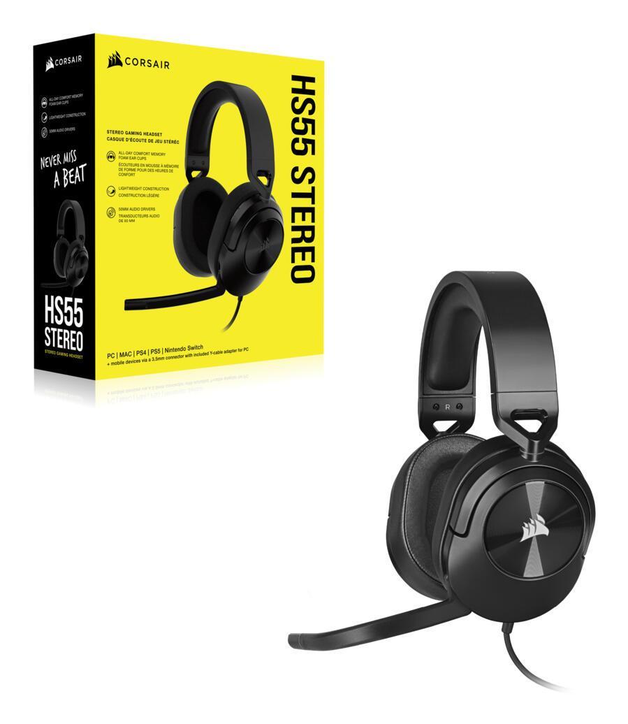 Kufje Gaming Corsair HS55B / Wired / 3.5mm / Driverë 50mm / Mikrofon Flip-to-Mute - Zezë - 4