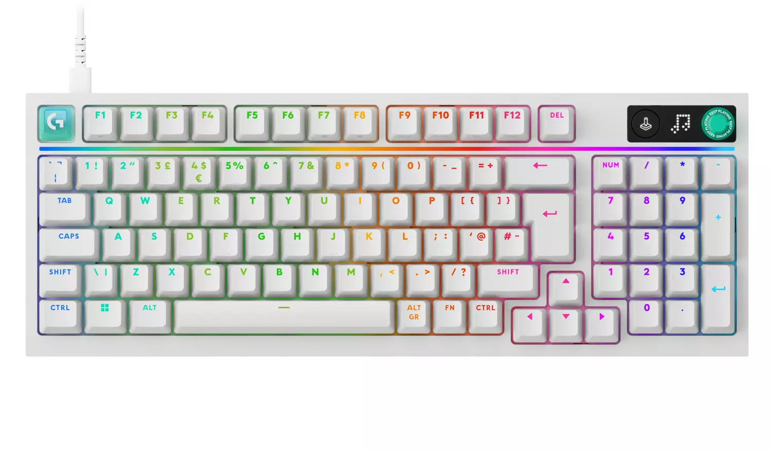 Tastierë Gaming Logitech G316 X 98 / Wired / Mekanike / 98% / Hot-Swappable / Linear & Tactile / LIGHTSYNC RGB / USB-C – Bardhë