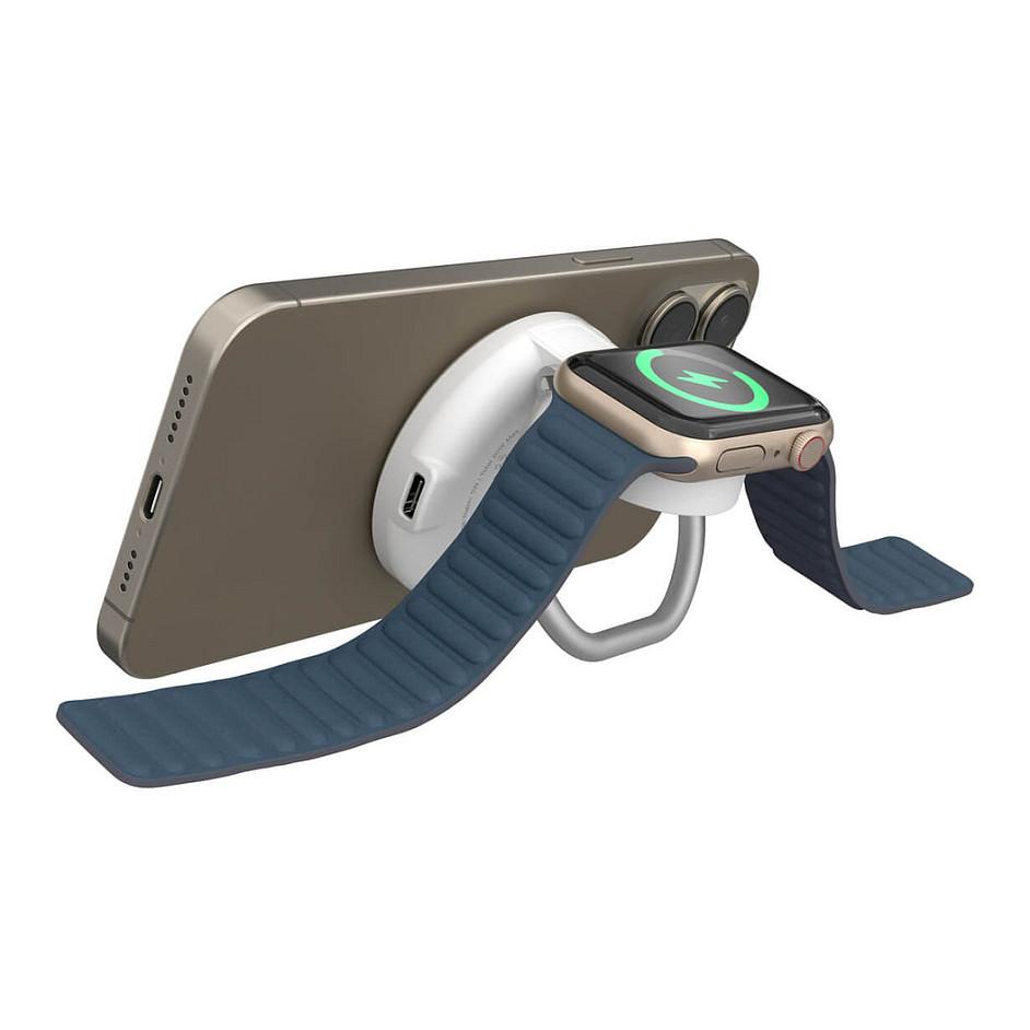 Karikues pa Kabllo Targus HYPER HJ3310WHGL, Qi2, 15W, 2-në-1, iPhone, Apple Watch, Magnetik - Bardhë