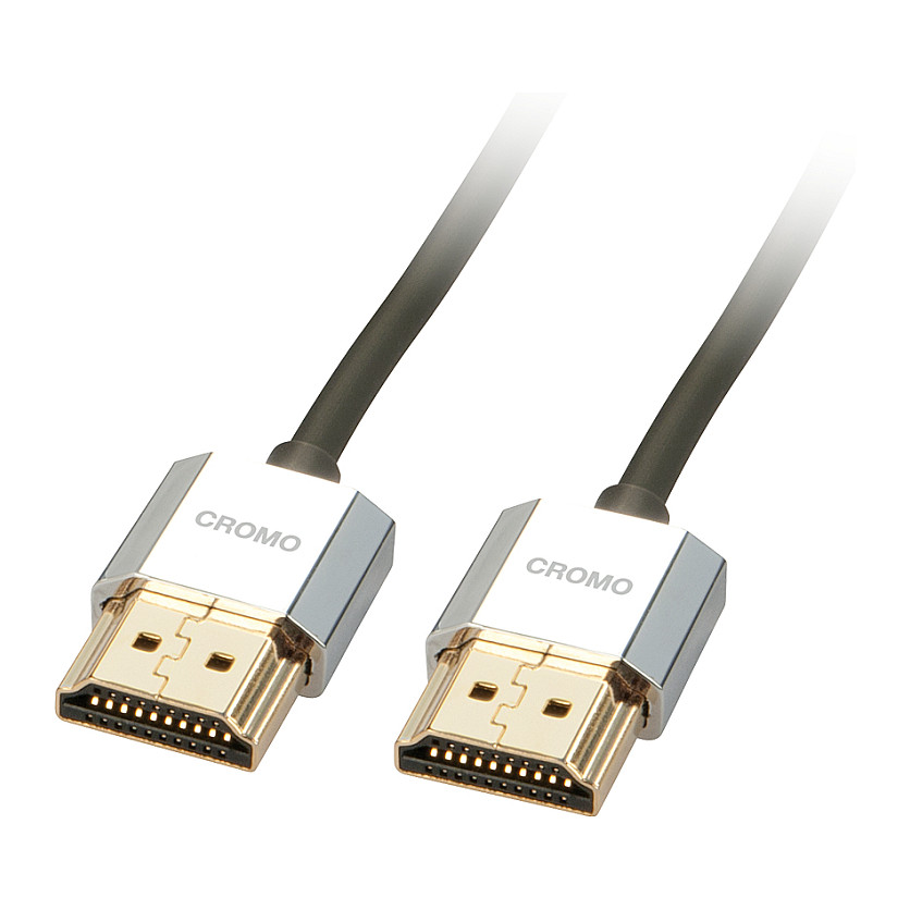 Kabllo HDMI Lindy CROMO Slim / HDMI në HDMI / 2m / High Speed / Ethernet / 4K 60Hz - Zezë