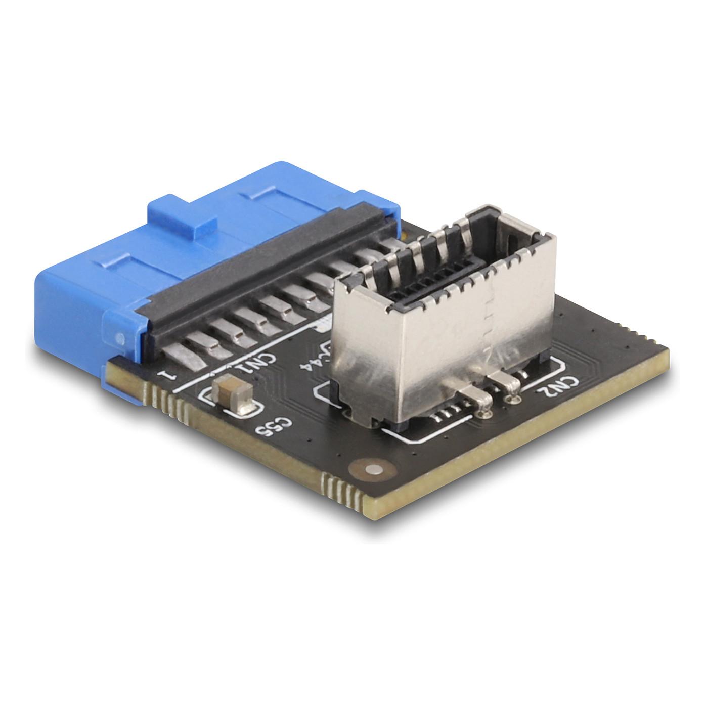 Adapter USB DeLOCK 67174 / USB 5 Gbps / 19-Pin në USB Type-E Key A / Femër / 90° - Zezë/Blu/Gri - 2
