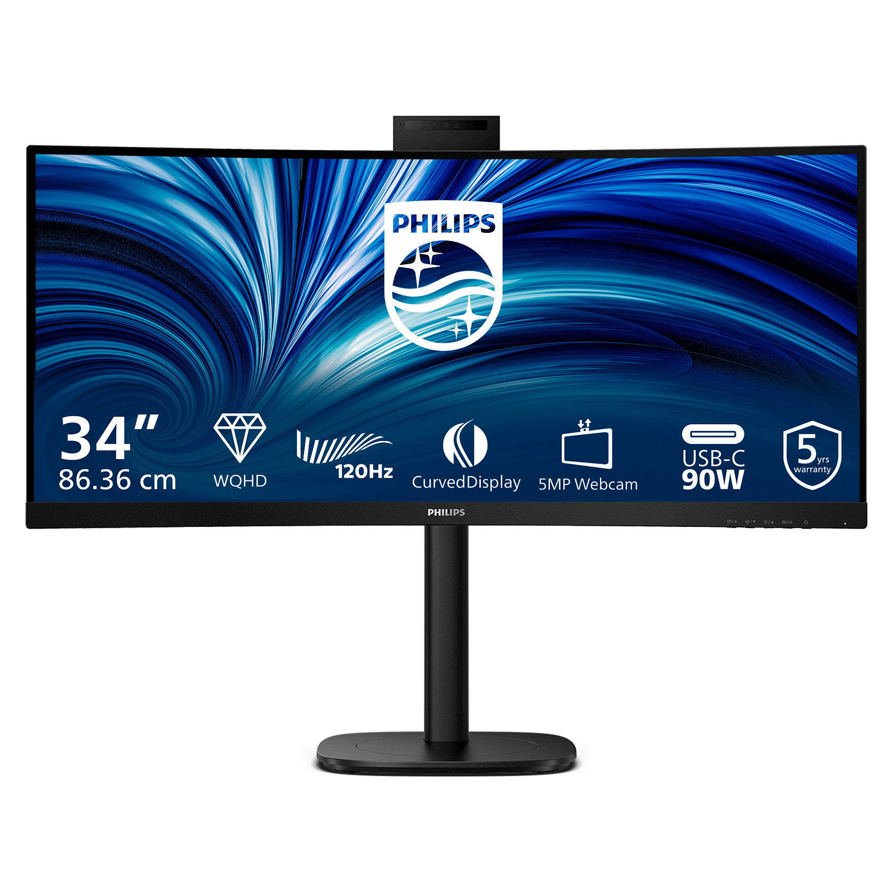 Monitor Philips 34B2U3600CH / 34" / Wide Quad HD VA LCD / 120 Hz / 4ms / USB-C + HDMI + DP / Curved - Zezë - 1