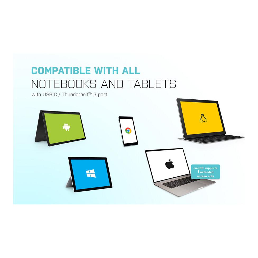 Docking Station i-tec C31FLATPRO100, USB-C, 3x Monitor, PD 85W, HDMI, DisplayPort, VGA, USB, LAN - Hiri - 11