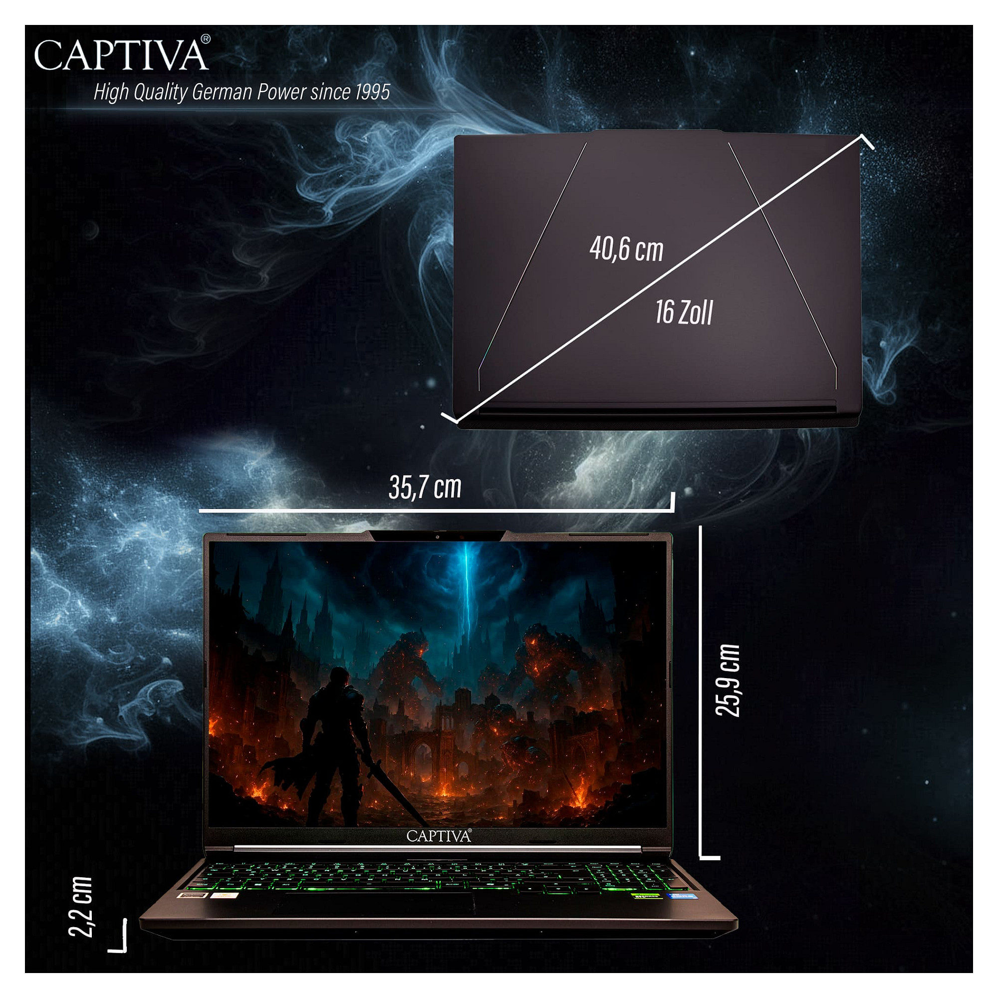Captiva Notebook Highend Gaming I95-052GE 16" WQXGA Core i7-14650HX 32GB/1TB SSD RTX5070 Win 11 - 4