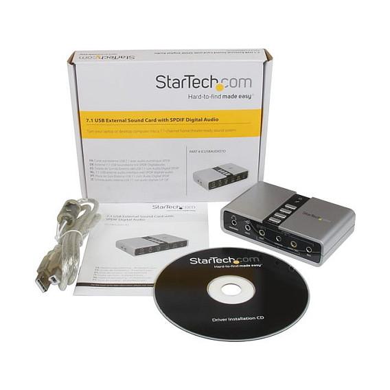 Kartë e Zërit StarTech.com ICUSBAUDIO7D, USB 2.0, 7.1 Kanale, S/PDIF, C-Media CM6206 - Gri - 6