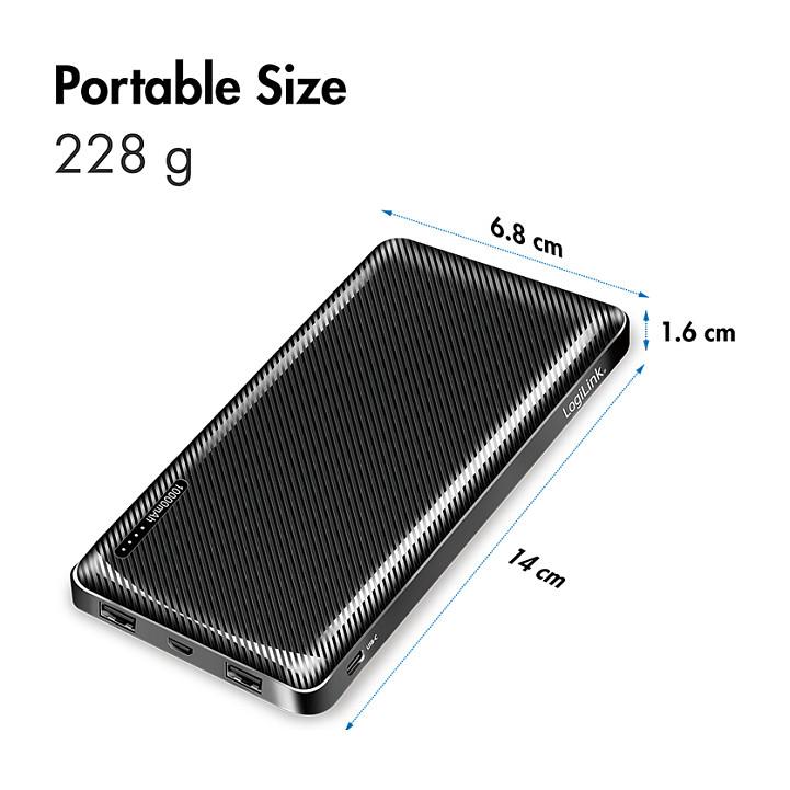 PowerBank LogiLink PA0316 / 10000mAh / 2x USB-A / USB-C / 12W / Fast Charging - Zezë - 4