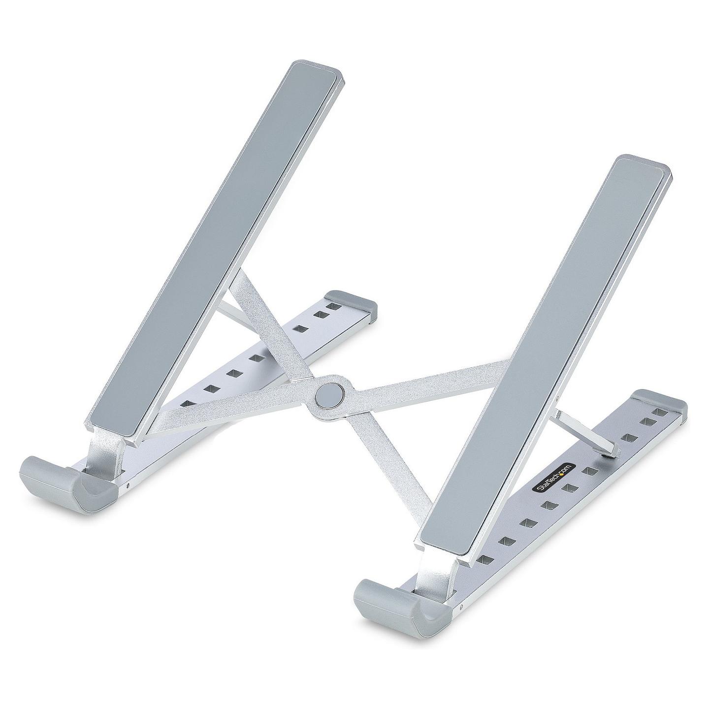 Mbajtës për Laptop StarTech.com LAPTOP-RISER-BAR, deri 15.6", 10kg, 9 Nivele, 15°–84°, i Palosshëm, Alumini - Argjend