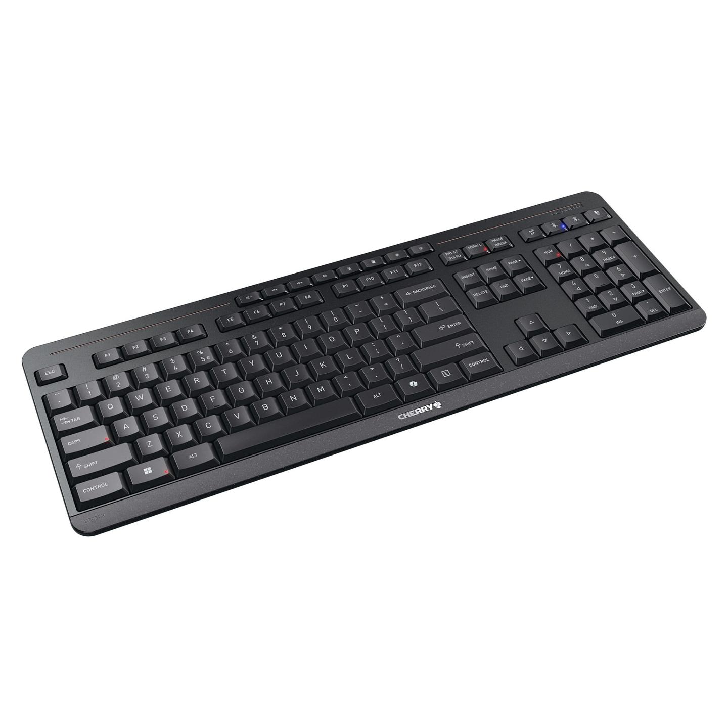 Tastierë pa kabllo CHERRY Stream Keyboard Ultimate / USB + 2.4 GHz + Bluetooth 5.2 / Full-Size / QWERTY / US / Backlit - Zezë - 2