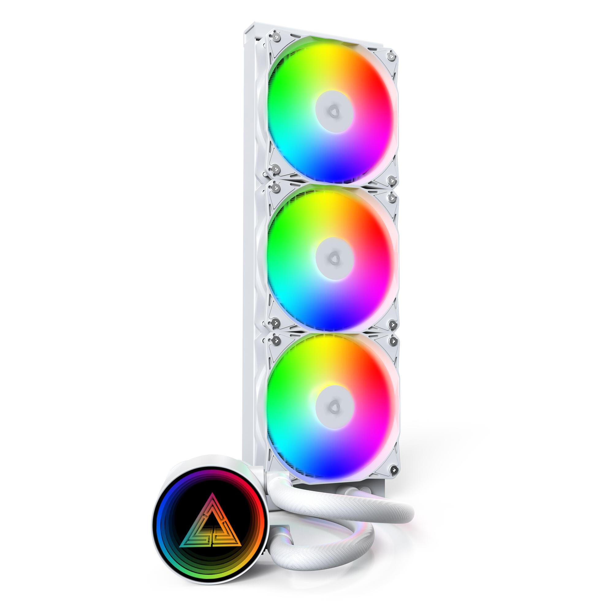 Ftohës me ujë për procesor Montech LightFlow ARGB 360 / 360mm / 3x 120mm ARGB Fan / 600-2000 RPM – Bardhë