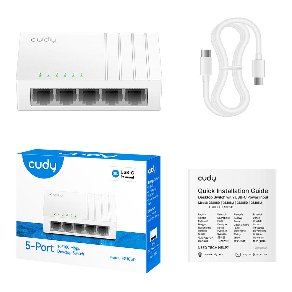 Switch Rrjeti Cudy FS105D / 5-Port Fast Ethernet 10/100 - 4