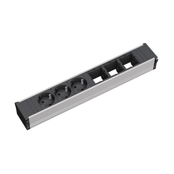 Prizë Bachmann CONI 912.006 / 3x Type F / 250 V / 16 A / 3680 W / 0.2m - Alumin/Zezë