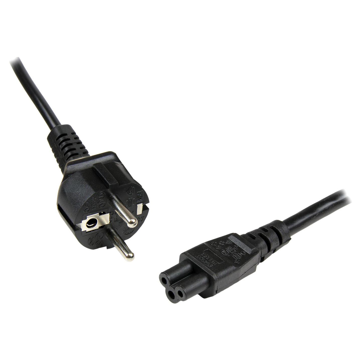 Kabllo për Furnizim me Energji StarTech.com PXTNB3SEU2M / CEE 7/7 - C5 / H05VV-F / 18 AWG / 250 V / 2.5 A / 2m - Zezë