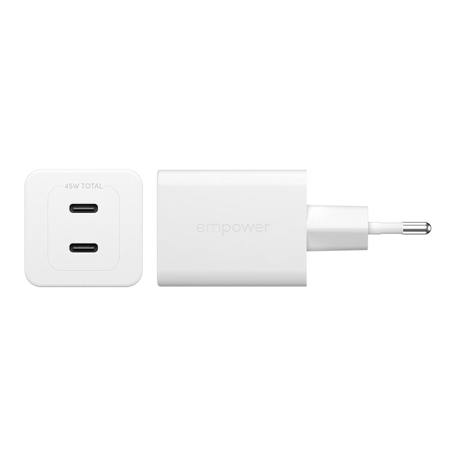 Karikues empower by PanzerGlass EM58685, Turbo 45W, GaN, 2x USB-C, PD 3.1, EU -Bardhë - 5