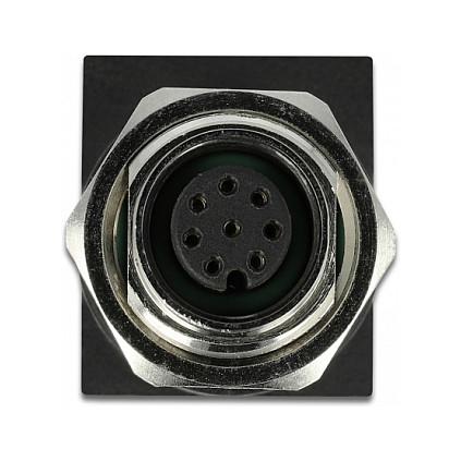 Adapter për Rrjet DeLOCK 66314, M12 A-koduar 8-pin Femër në RJ45 Femër, Cat.6A, 90° - Zezë - 2