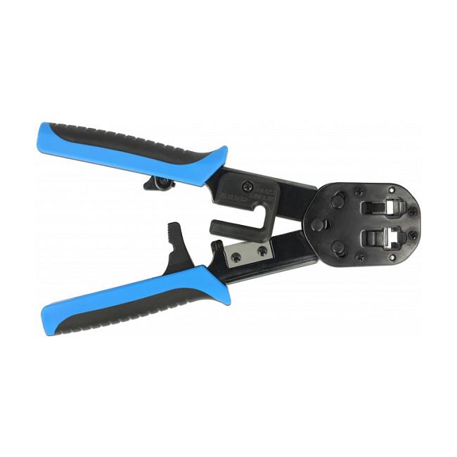 Set Veglash për Montimin e Konektorëve të Rrjetit DeLOCK 86450, RJ-45, RJ-12, me Prerës dhe Zhveshës Kabllosh, 40 Konektorë - Blu/Zeze