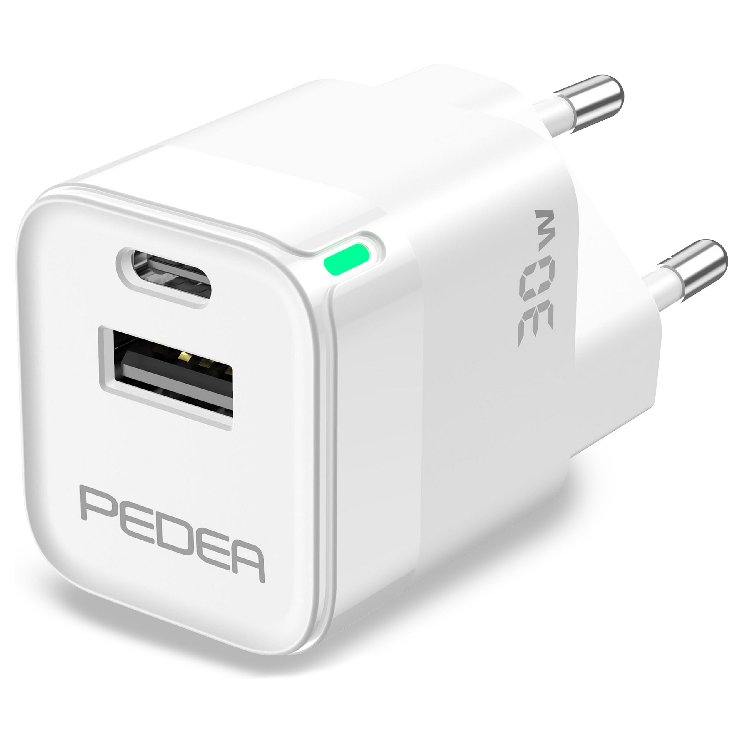 Karikues PEDEA Dual Mini / USB-C, USB-A / PD / 30W – Bardhë