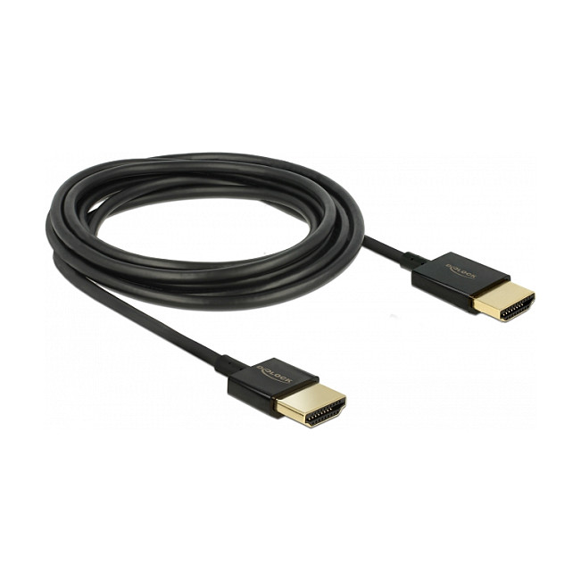 Kabllo HDMI DELOCK High Speed with Ethernet / HDMI-A St–St / 0.25m / 3D / 4K / Slim High Quality - Zezë - 1