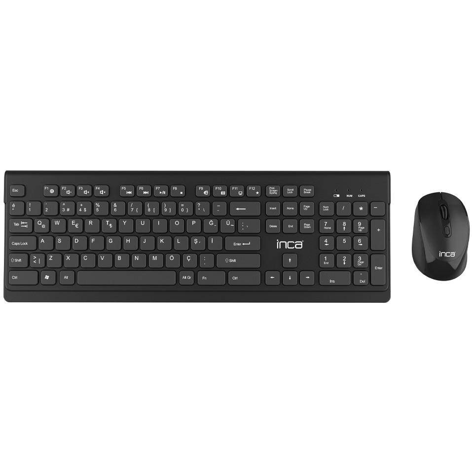 Combo (Tastierë & Maus)  INCA IWS-519, Wireless, USB-C/A, Full-Size, 104 Taste, 12 Taste Multimediale, Ergonomik - Zezë
